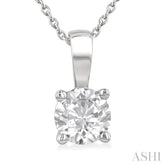 1 Ctw Prong Set Round Cut Diamond Solitaire Pendant With Chain in 14K White Gold